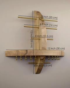 Soporte de joyería de pared de madera hecho a mano para pendientes, collares, anillos, organizador de ahorro de espacio para el hogar y el vestidor DE LA India - Product Image 3