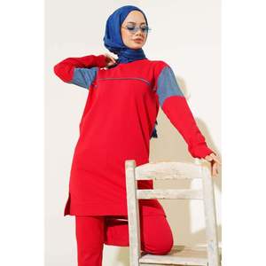 Conjunto de 2 Piezas de Túnica con Adornos de Mezclilla Roja TR L/S - Product Image 3