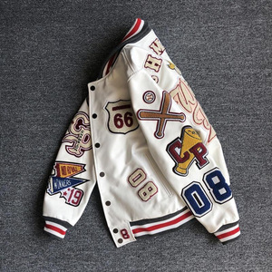 Tùy Chỉnh Thời Trang Crop Top Bóng Chày Áo Loose Casual Letterman Người Đàn Ông Của Chenille Vá Làm Việc 100% Len Varsity Áo Khoác - Product Image 4