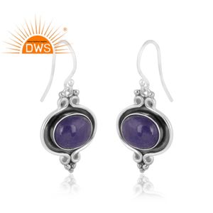 Dernier modèle de boucle d'oreille en argent sterling oxydé avec pierres précieuses en tanzanite naturelle Bijoux personnalisés pour femmes Cadeau pour elle - Product Image 2