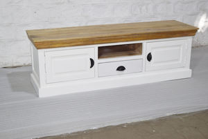 Meuble de rangement TV en bois de manguier avec tiroir Finition blanche Armoire pour salon Design chic Meubles de maison à bas prix - Product Image 5