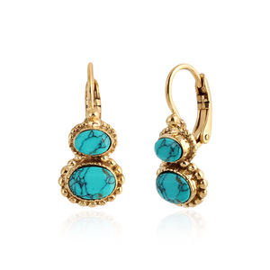 Design classique plaqué or 925 argent sterling rose calcédoine pierres précieuses boucles d'oreilles pendantes pour les femmes - Product Image 4