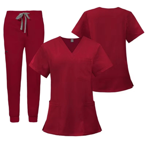 Ensembles de vente en gros d'uniformes médicaux de pharmacien médical de soins infirmiers élégants avec LOGO personnalisé ensembles d'uniformes de gommage à col montant et à manches courtes - Product Image 2