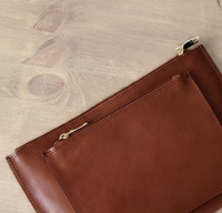 Dompet Kulit Asli Coklat Solid Tipis Tahan Lama Modern Vintage Berkualitas Tinggi Tahan Air dengan Ritsleting Minimalis 7