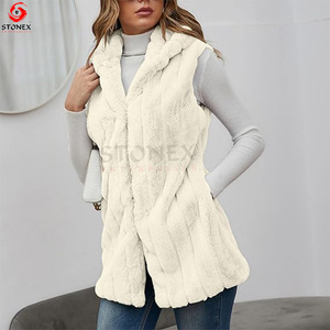 Chaleco de piel sintética para mujer, sin mangas, con capucha, de alta calidad, superventas, chaleco de piel sintética para mujer - Product Image 3