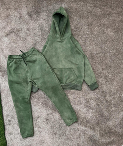 Customizable Vintage 100% Cotton Men's Tracksuit New Arrival Acid Wash Hoodie <b>Sweatpants</b> <b>Set</b> Plain Blank for Winter - Product Image 1
