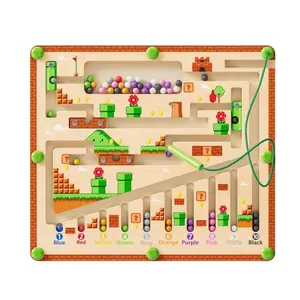 Customized Good Quality Colorful Wooden Magnetic and Number Maze Puzzle Activity Board Toys for Kids