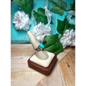 Handmade <b>Boho</b> Royston Turquoise & Sterling <b>Silver</b> <b>Ring</b> Navajo Made Bezel Set Bezel Inlay Size 8.75 Everyday Wear - Product Image 2