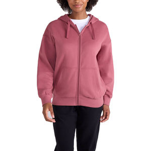 Custom Logo Acid Wash Solid <b>Pink</b> Zipper Streetwear Hoodie Wholesale Cheap Price Warm Winter Hoodies for Women - Product Image 1