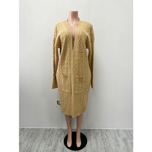 Cárdigan largo de punto para mujer, abrigo de moda casual XL, transpirable, impermeable, teñido, con capucha desmontable de cachemira - Product Image 5