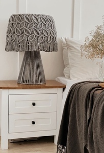 Macramé design bohème tricoté à la main coton corde lampe de table à la main abat-jour design feuille pour la décoration intérieure - Product Image 2