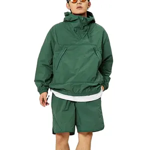 2024 ใหม่ยูทิลิตี้ที่กําหนดเองแบรนด์ windcheater ผู้ชายเสื้อแจ็คเก็ตคลุมด้วยผ้าเสื้อกันลมครึ่งซิปเสื้อแจ็คเก็ต