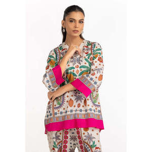 ชุดเซ็ต Cambric Bohemian Print IPST-77152 ไซส์ XS สำหรับผู้หญิง เสื้อแขนสามส่วนแบบไม่มีปก สำหรับชุดฤดูใบไม้ผลิ/ฤดูร้อน - Product Image 6