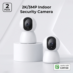 Lot de 2 caméras WiFi intérieures 2K avec détection humaine par IA, 360° °   Caméra de sécurité avec suivi automatique panoramique/inclinaison, audio bidirectionnel, moniteur pour bébé et animaux domestiques - Product Image 1