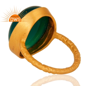 แหวนพลอยโอนิกซ์ชุบทอง18K สีเขียวธรรมชาติแหวนวางซ้อนกันได้เครื่องประดับดีสำหรับผู้หญิงของขวัญสำหรับผู้หญิงสำหรับเธอ - Product Image 3