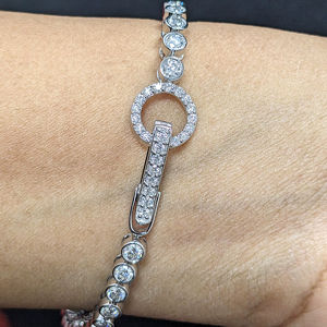 Pulsera de Diamantes Cultivados en Laboratorio de Corte Redondo de 4.50 Ct para Mujer, Oro Blanco/Amarillo Sólido de 10k/14k/18k, Regalo de Lujo para Bodas y Fiestas - Product Image 1