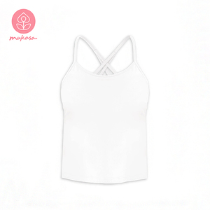 Yoga Deportes Mujer Sin Mangas Elástico Tank Top Blanco - Product Image 5