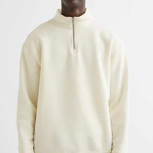 Sudadera con capucha de cuello redondo de talla grande con logotipo personalizado y cremallera bordada diseño sólido sudadera de calle logotipo frontal-precio al por mayor - Product Image 2