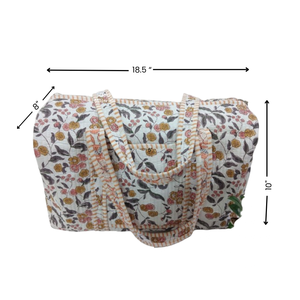 กระเป๋าดัฟเฟิลกระเป๋าผ้าฝ้ายบุนวมพิมพ์ลายบล็อกทำมือสำหรับเดินทางท่องเที่ยวสะพายไหล่แบบพกพาน้ำหนักเบาทนทาน - Product Image 6