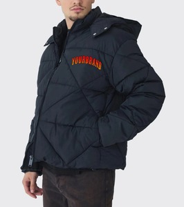 2026 Hip Hop Style <b>Quilted</b> Lining Plain Dyed Men Puffer Jacket Winter Outwear Water Repellent Windproof <b>Thick</b> Padded Jacket - Product Image 1