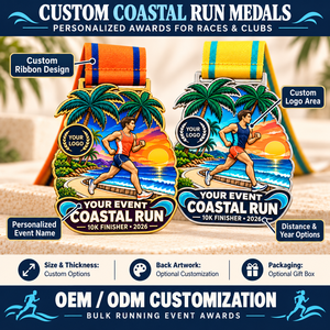Médailles personnalisées pour marathon et course à pied, récompenses de finisseur pour 10K, demi-marathon et marathon complet avec designs événementiels personnalisés et rubans OEM - Product Image 4