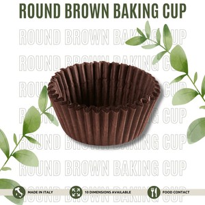 Fabriqué en Italie, écologique, recyclable, personnalisable, doublures pour cupcakes en papier ondulé brun à double paroi, résistantes à la graisse, jetables, pour la cuisson - Product Image 2