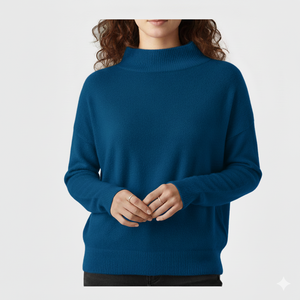 Suéter de Punto Afelpado de Manga Larga con Cuello Alto Estampado Extra Grande para Mujer, Ajuste Relajado para Uso Diario, Otoño Invierno, Informal, OEM Personalizado, Transpirable - Product Image 1