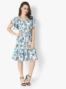 Femmes été sans manches robe courte décolleté plongeant Floral impression numérique décontracté Floral Western élégant nouveau Design naturel - Product Image 6