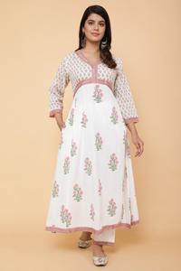 Conjunto de Kurta de algodón étnico tradicional de moda con traje festivo Dupatta para fiesta de mujer, traje de estilo tradicional para adultos - Product Image 4