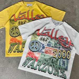 Camiseta holgada con estampado gráfico de estilo Hip Hop Punk Retro de diseño personalizado de alta calidad para Hombres y Mujeres Nuevo cuello redondo 100% algodón corto - Product Image 3