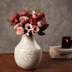 Florero de Metal blanco de lujo moderno, artículo decorativo para el hogar de Hierro y Latón para mesa, dormitorio, sala de estar, festivales de boda - Product Image 2