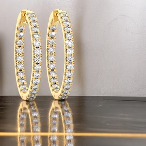 Glamorous 2.00Ct Round Moissanite Dangle Hoop <b>Earrings</b> 14K Gold Out in <b>Hinged</b> OEM Wholesale - Product Image 1