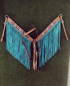 TÊTELEAU EN CUIR WESTERN LÉGER AVEC PLAQUE PECTORALE ASSORTIE ET RÊNES EN CUIR INCLUSES./TÊTELEAU WESTERN PERSONNALISÉ - Product Image 2