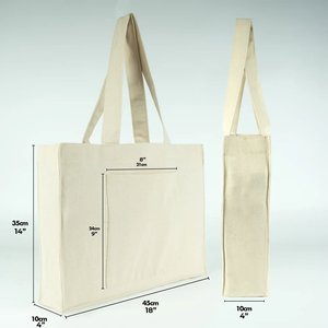 Bolsa de Lona de 10 oz con Color Sólido, 18 x 14 x 4 (45 x 35 x 10 cm), Bolsillo Frontal con Fuelle Completo - Product Image 4