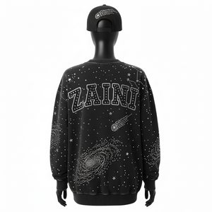 Sweat-shirt pour femme en tissu polaire brossé doux 320 GSM Noir Impression thermocollante personnalisée Logo Sweat-shirts respirants pour femme - Product Image 2