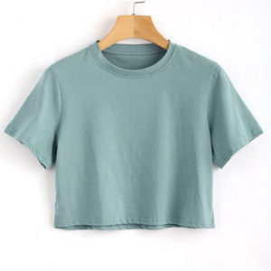 Camisetas Cortas Personalizadas de Alta Calidad para Mujer, Tops Cortos de Yoga y Fitness, Cuello Redondo, Manga Corta, Verano, Unisex - Product Image 3