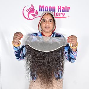 Calidad genuina Raw Indian Temple Virgen Cabello Frontal Rizado Onda natural Extremos dobles dibujados Calidad Premium Proveedor al por mayor - Product Image 4