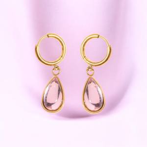 Pear Rose Quartz Gemstone Hoop <b>Earrings</b> - 925 Sterling Silver <b>Drop</b> <b>Earrings</b> - Handmade <b>Fashion</b> <b>Earrings</b> Jewelry - Product Image 1