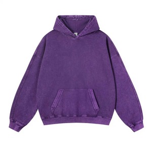 Sudadera con capucha de lana de algodón 100% lavada con ácido Vintage para hombres ropa de calle de peso pesado básica mezcla de algodón - Product Image 4