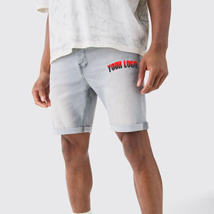 Streetwear de haute qualité jorts en denim délavé fabricant en gros personnalisé DTF imprimé logo jean vierge shorts pour hommes - Product Image 6
