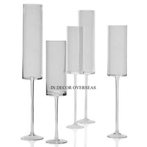 Nuevo patrón llegada lujo calidad Metal negro Color polvo recubierto y vidrio transparente hecho 5 brazos boda candelabros suministros - Product Image 4