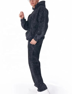 เสื้อมีฮู้ดของผู้ชายชุดวอร์มสีกรดพลอยเทียมทรงโอเวอร์ไซส์ซิปอัพวินเทจแบบสั่งทำ - Product Image 2