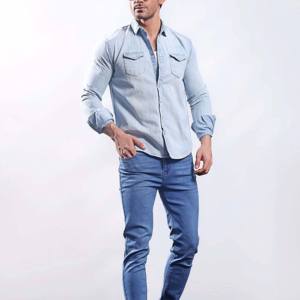 Chemise en jean slim pour homme, décontractée, vintage, manches longues, tissu premium, personnalisable, respirante pour les marques et les commandes en gros - Product Image 3