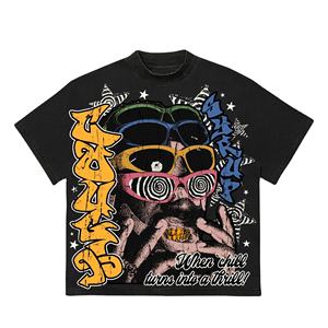 T-shirt graphique psychédélique Y2K personnalisé en gros, imprimé vintage, coupe oversize, 100 % coton, éco-responsable, style streetwear Harajuku - Product Image 2