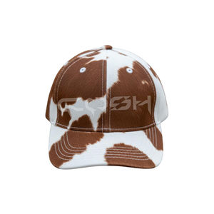 Casquette de baseball en cuir de vache, marron et blanc, avec poils, style western, imprimé vache, type trucker - Product Image 2