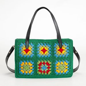 Hot Sale Women's Handmade Crochet Square Tote <b>Bag</b> Customizable Colorful Cotton Fabric Lining Daily Casual Use Shoulder Strap - Product Image 4