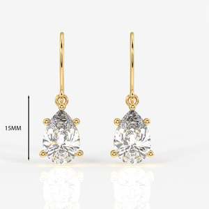 Lab Grown <b>Diamond</b> <b>Dangle</b> <b>Earrings</b> 18K Gold with Pear Cut Elegant <b>Diamond</b> Jewelry - Product Image 2