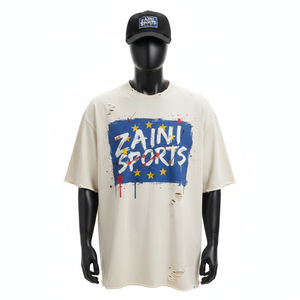 Camiseta 100% algodón para hombre, corte holgado, estampada, camiseta extragrande para hombre, transpirable, con estampado de serigrafía, logotipo personalizado, camisetas para hombre - Product Image 6