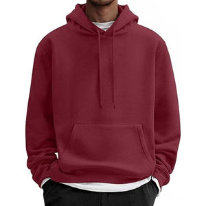 Sweat à capuche décontracté à manches longues en coton pour hommes Pull à capuche à cordon de serrage avec poche Kanga - Product Image 1