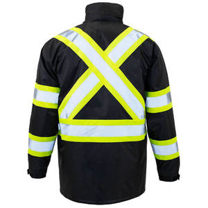 Chaqueta de Seguridad Impermeable de Alta Visibilidad Color Negro para Hombre, Chaqueta de Trabajo con Reflectores para Tráfico - Product Image 2